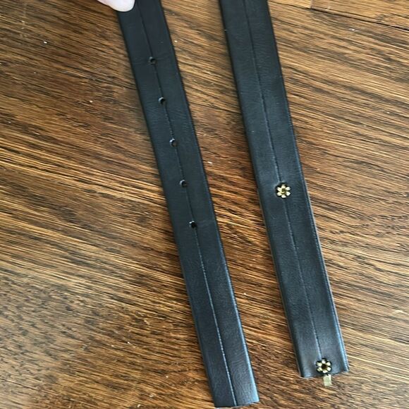 Vintage Black Belt with Rectangle Gold Buckle XXS - Picture 4 of 5